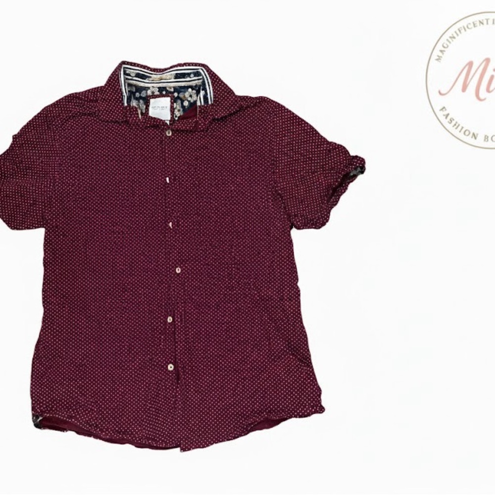 Men's Maroon Casual Button Down Shirt